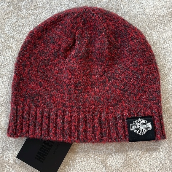 Brand New Harley-Davidson Motorcycles Knit Ribbed Beanie Hat Marbled Dark Red main image 9